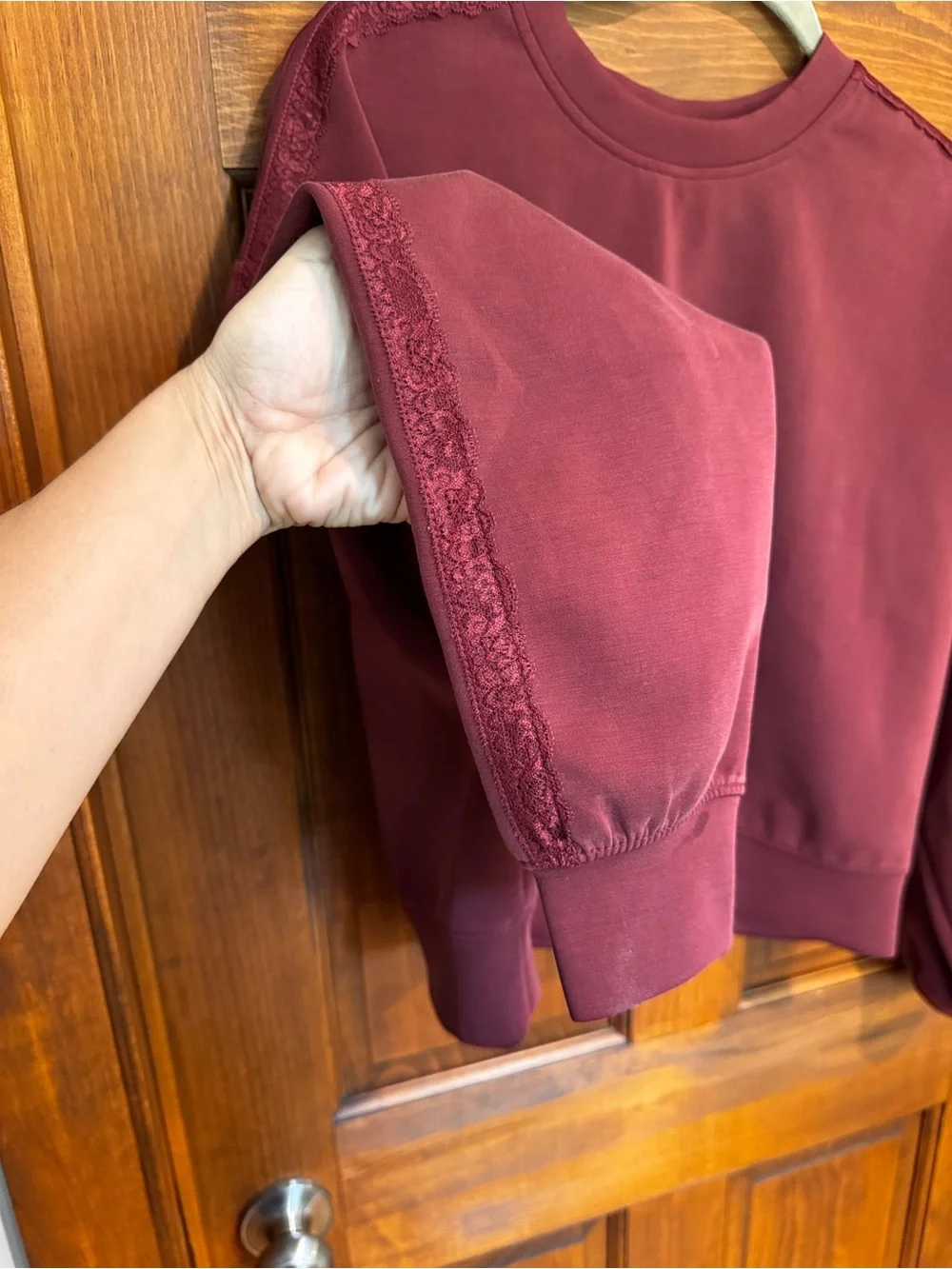74A. Target Maroon Crewneck Sweatshirt with lace trim